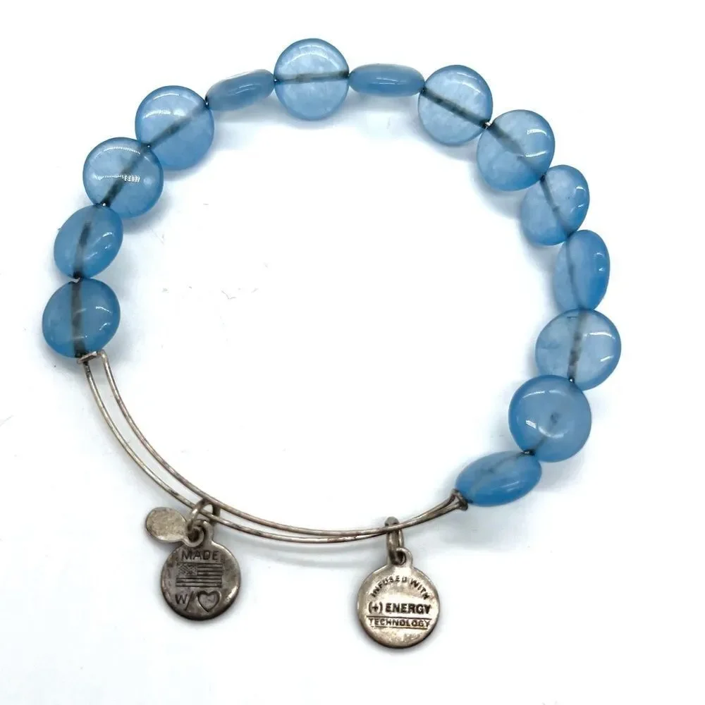Alex and Ani Amethyst Luxe Bead Silver Bangle
